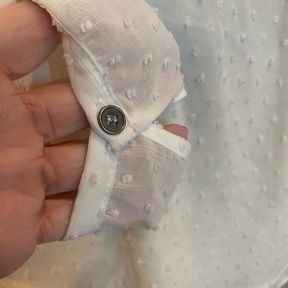 Chiffon pin dot ivory blouse with necktie - Picture 6 of 7